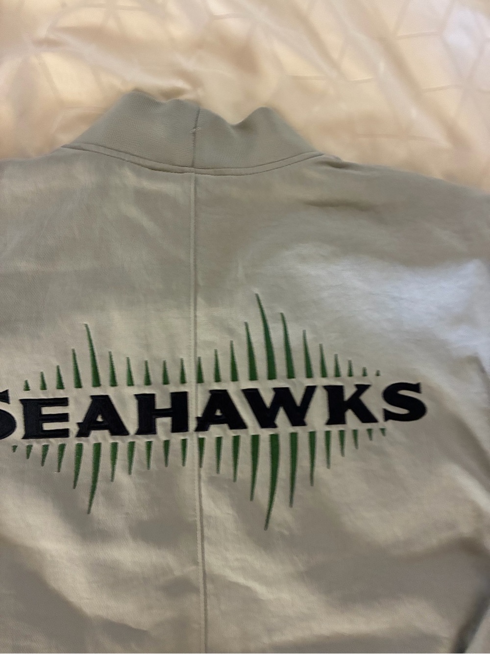 Seattle Seahawks Men’s Nike Wolf Gray Rivalry Bomber Jacket Retails $145 - Picture 12 of 16